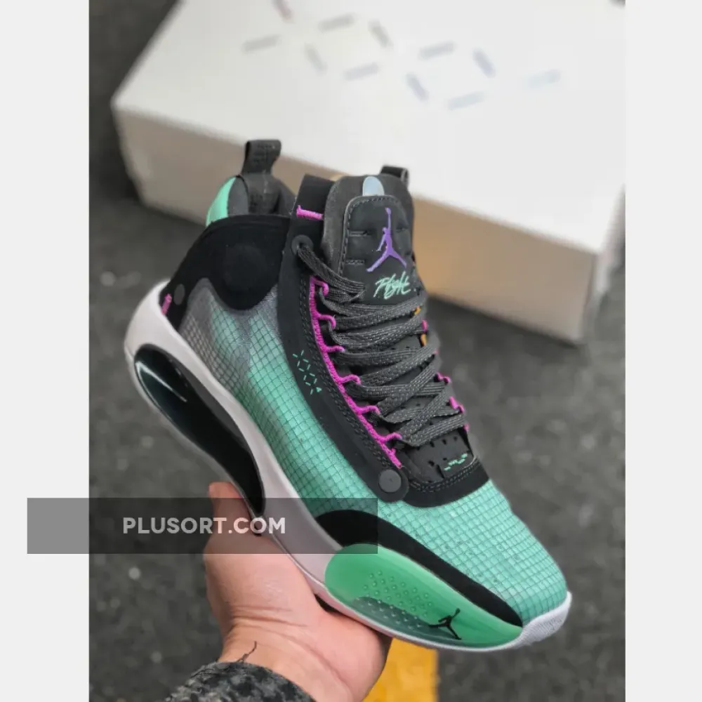 Air Jordan 34 Blue Void/Green Glow-Black-Metallic Silver AR3240-400