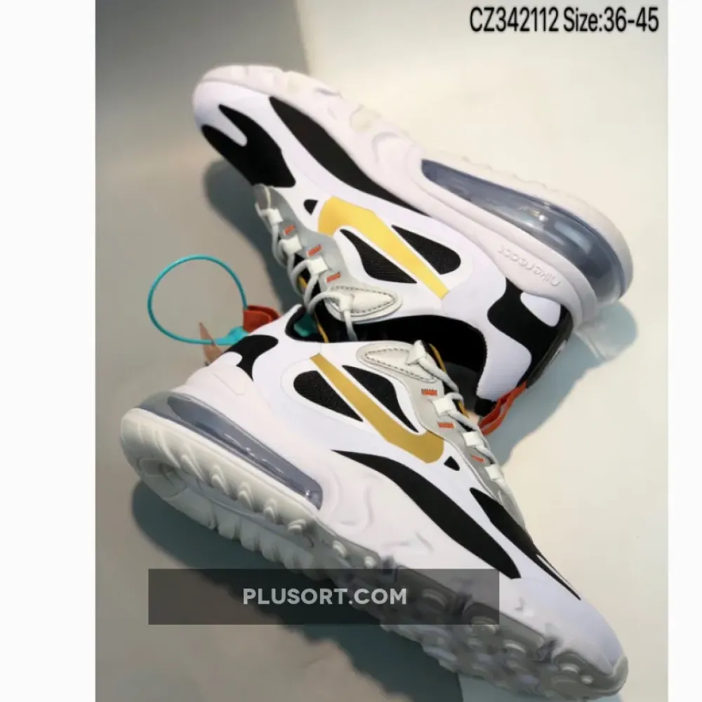 Nike Air Max 270 React Black/White-Metallic Gold CT3433-001