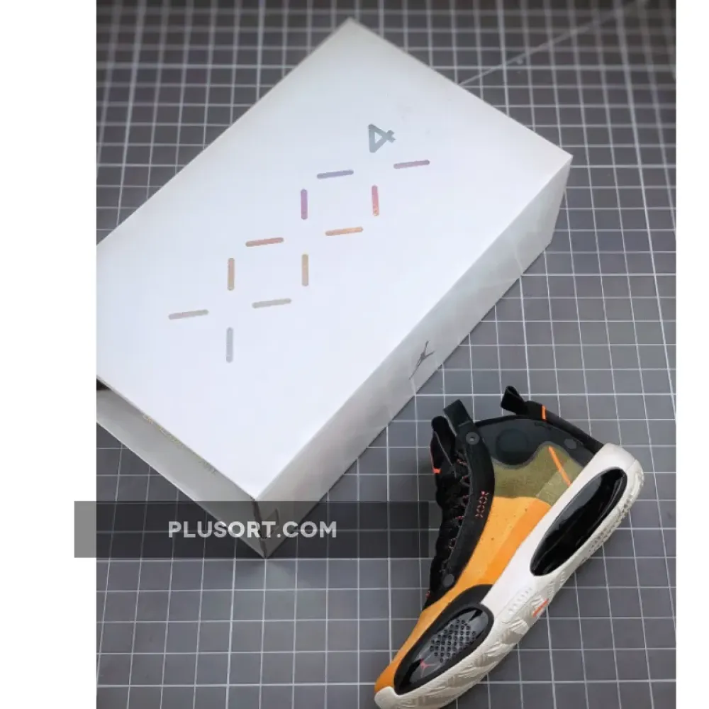 Air Jordan 34 Amber Rise/Black-Sail-Metallic Silver  AR3240-800