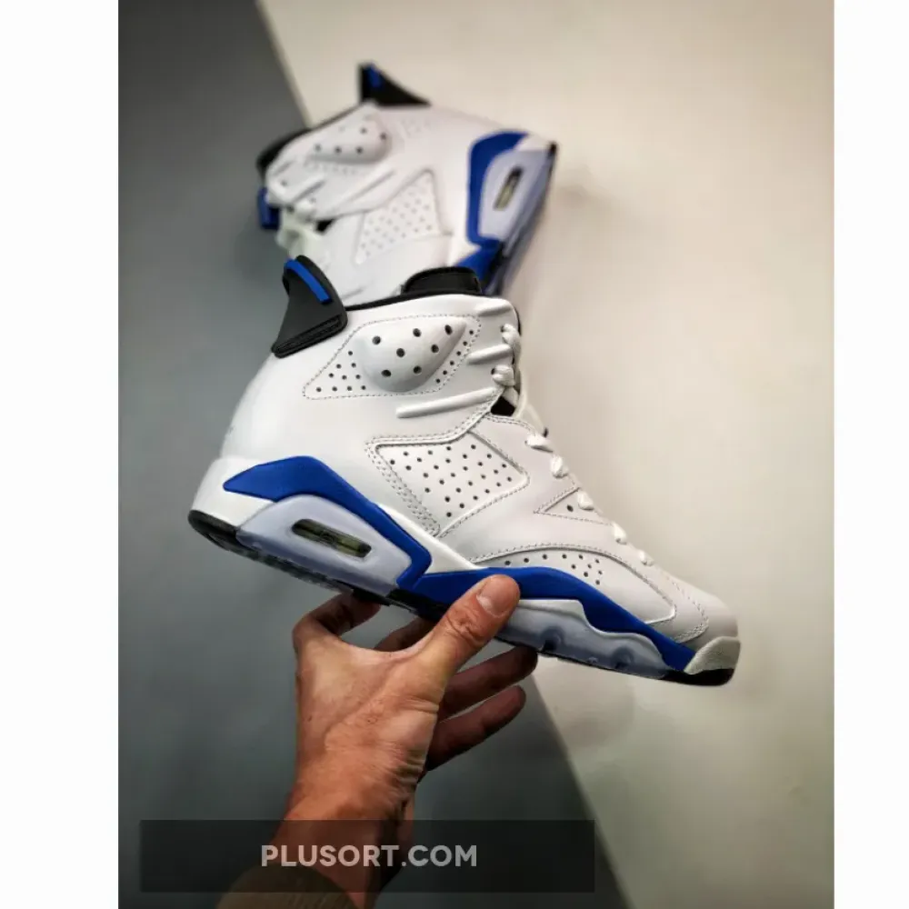 Air Jordan 6 Retro White/Sport Blue-Black  384664-107