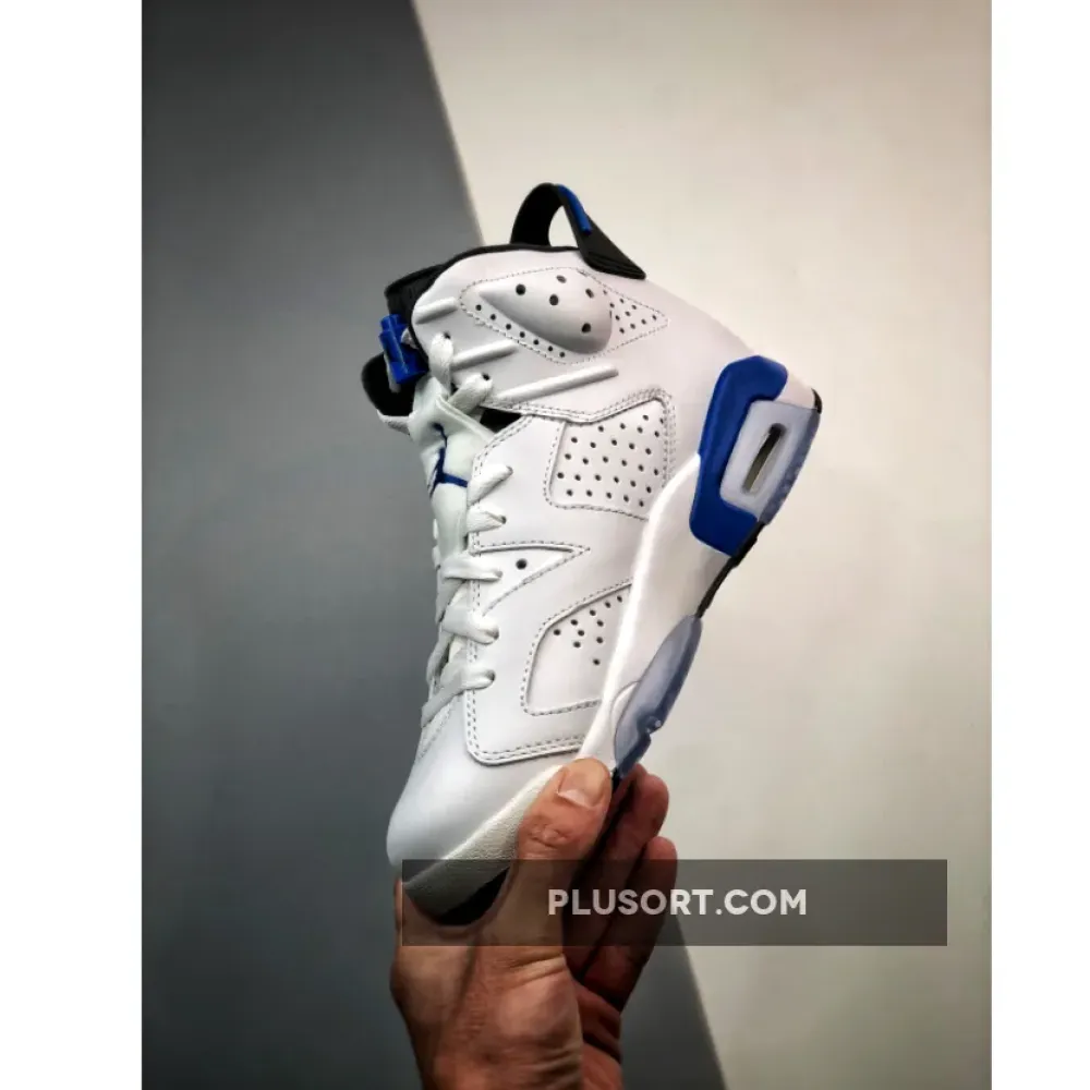 Air Jordan 6 Retro White/Sport Blue-Black  384664-107