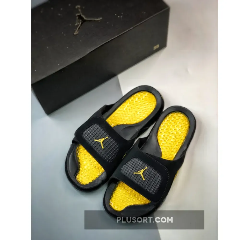 jordan hydro 4 slide thunder black yellow  532225-017