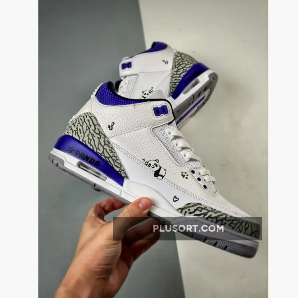 Panda x Air Jordan 3 White/Black-Dark Iris