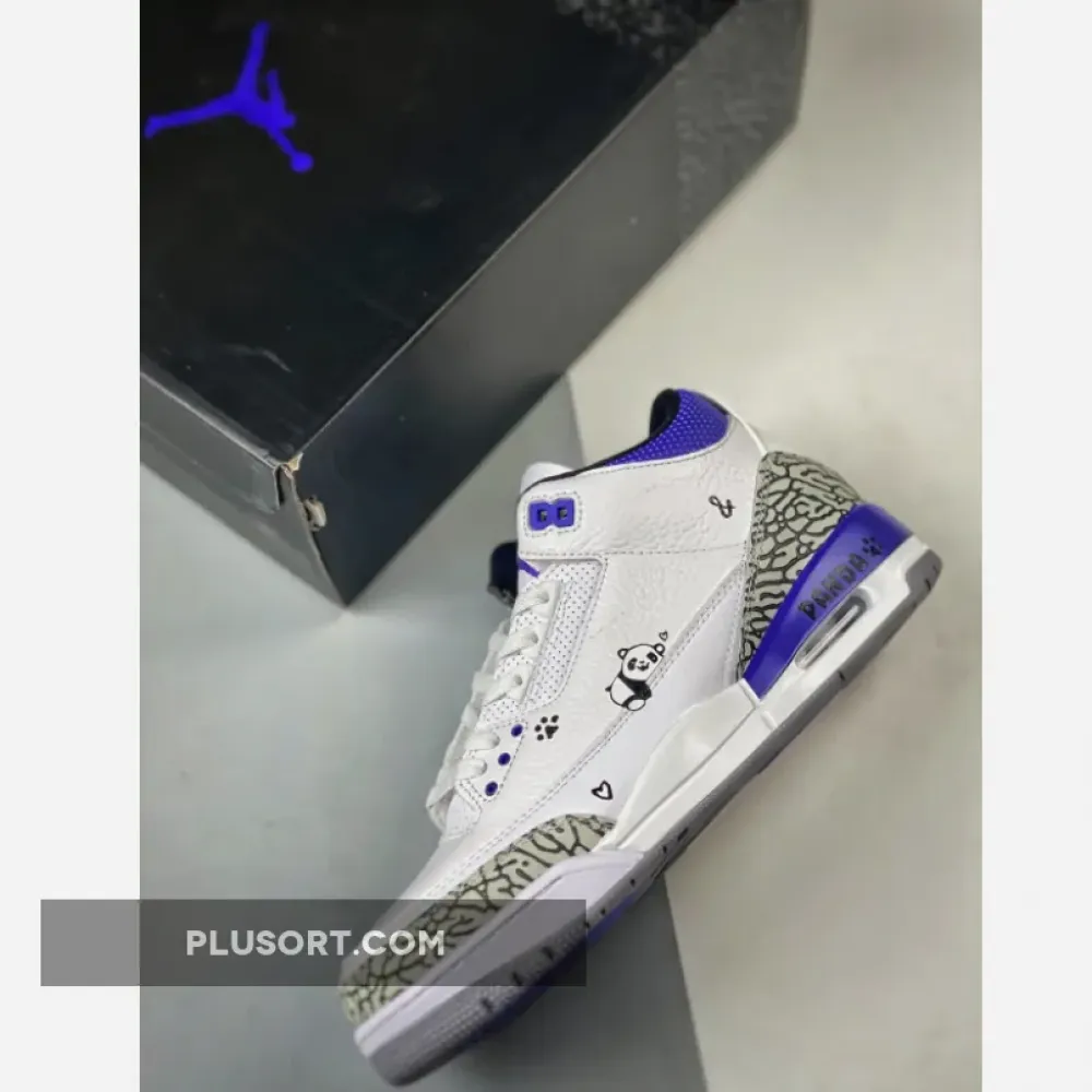 Panda x Air Jordan 3 White/Black-Dark Iris