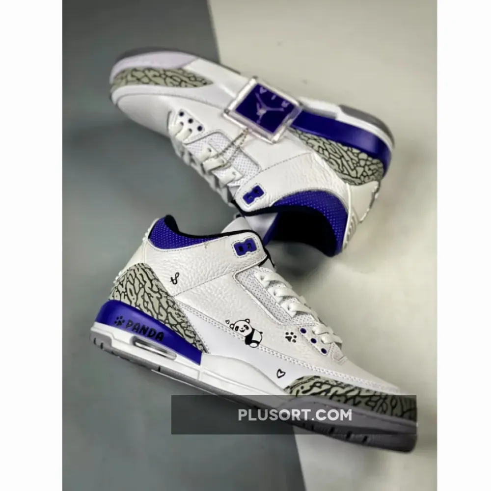 Panda x Air Jordan 3 White/Black-Dark Iris