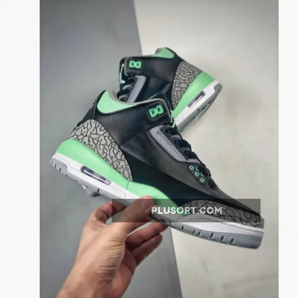 Air Jordan 3 Black/Green Glow-Wolf Grey-White  CT8532-031