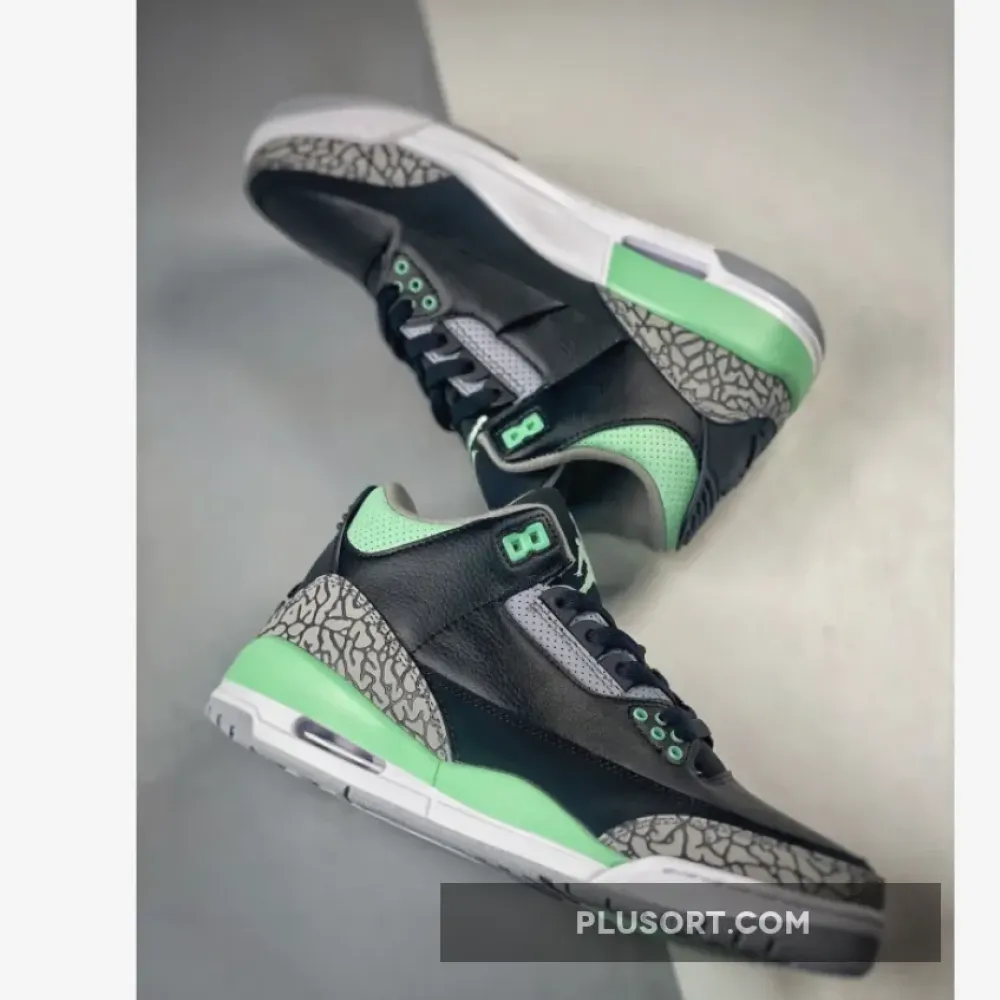 Air Jordan 3 Black/Green Glow-Wolf Grey-White  CT8532-031