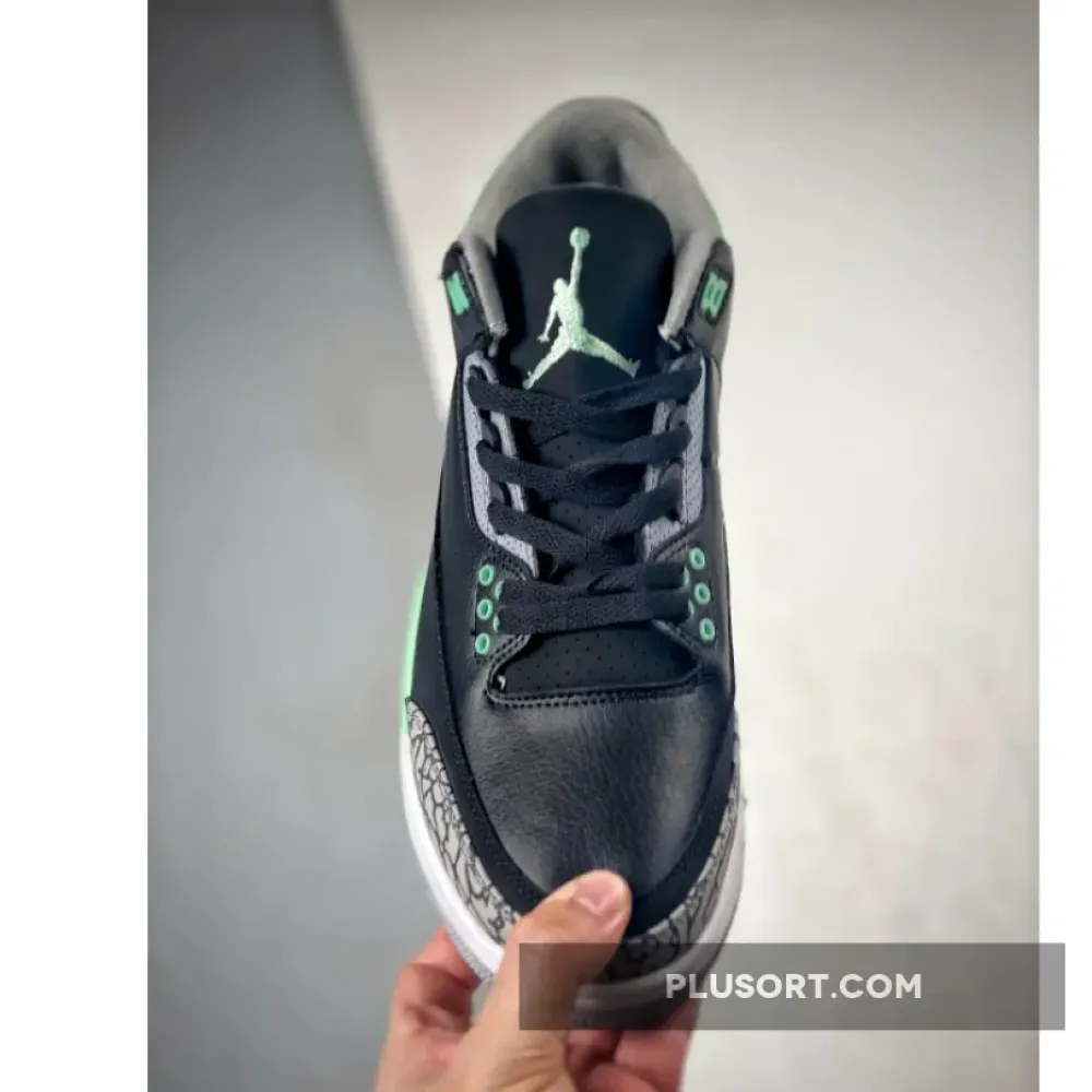 Air Jordan 3 Black/Green Glow-Wolf Grey-White  CT8532-031