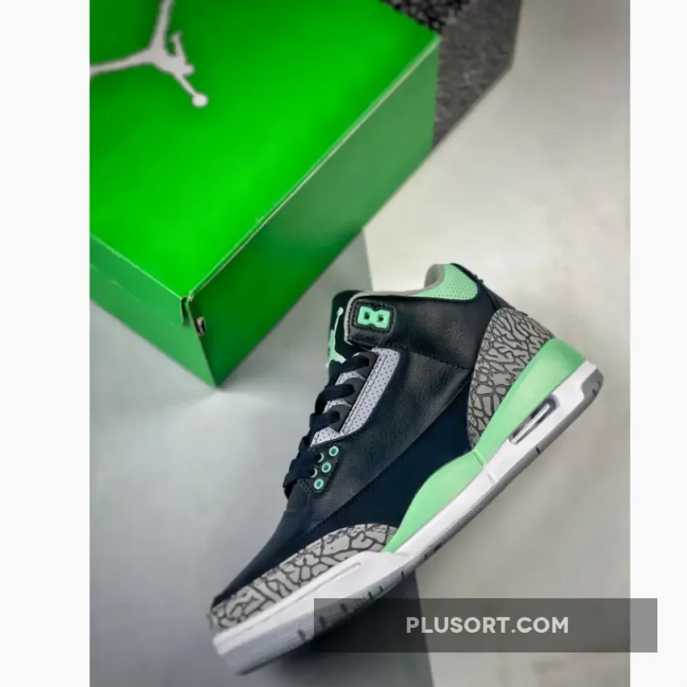 Air Jordan 3 Black/Green Glow-Wolf Grey-White  CT8532-031