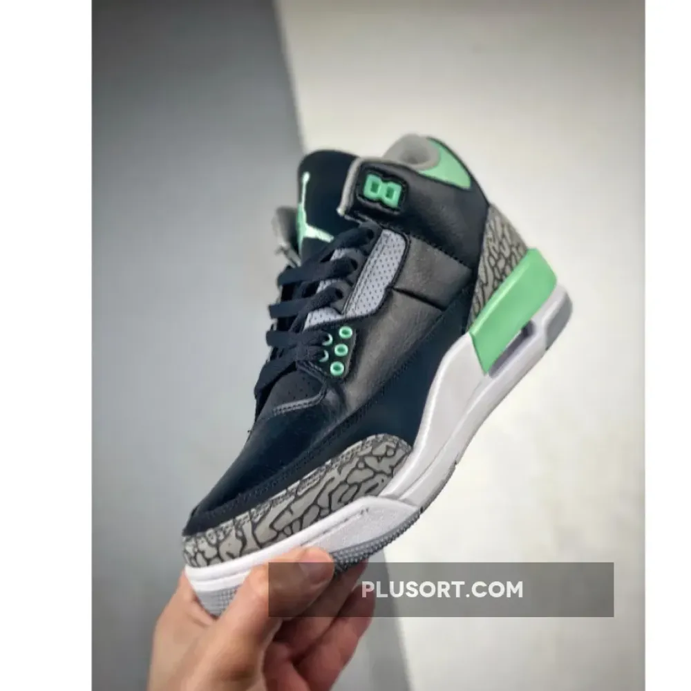 Air Jordan 3 Black/Green Glow-Wolf Grey-White  CT8532-031