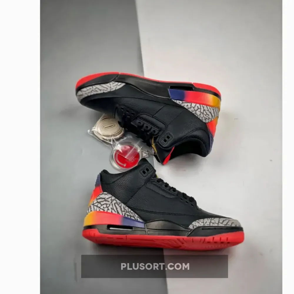 J Balvin x Air Jordan 3 “Rio” Black/Solar Flare-Total Crimson  FN0344-001