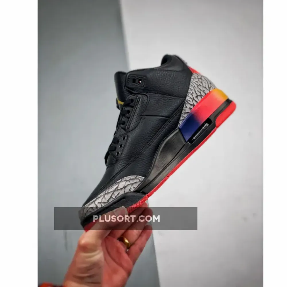 J Balvin x Air Jordan 3 “Rio” Black/Solar Flare-Total Crimson  FN0344-001