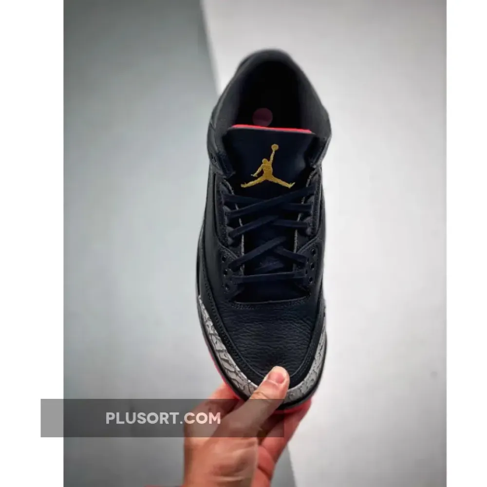 J Balvin x Air Jordan 3 “Rio” Black/Solar Flare-Total Crimson  FN0344-001