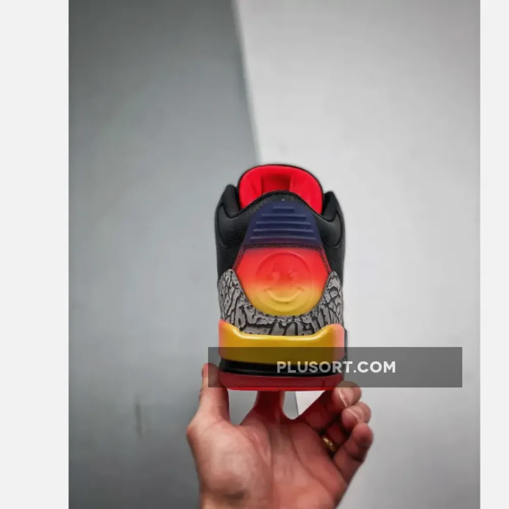 J Balvin x Air Jordan 3 “Rio” Black/Solar Flare-Total Crimson  FN0344-001