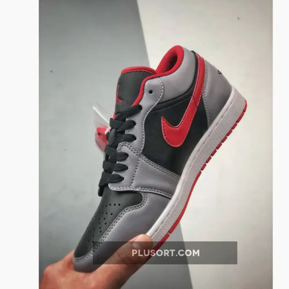 Air Jordan 1 Low Black Cement Grey Fire Red  553558-060
