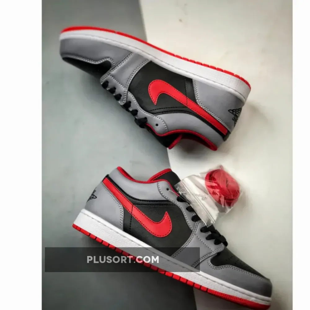 Air Jordan 1 Low Black Cement Grey Fire Red  553558-060