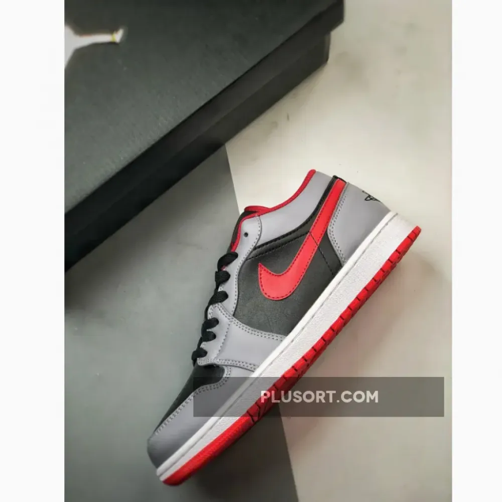Air Jordan 1 Low Black Cement Grey Fire Red  553558-060